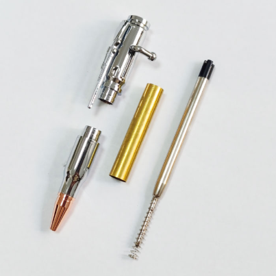 Bolt action pen kit chrome hardware components