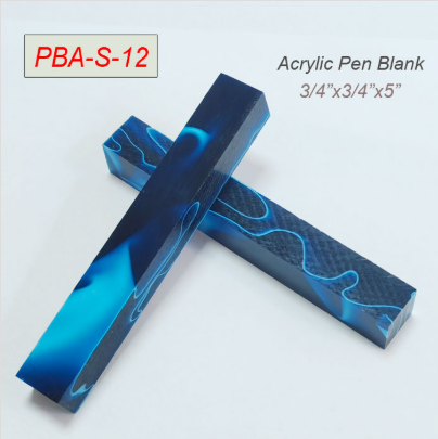 Acrylic pen blank S12 – blue and light blue swirl, 19x19x130mm