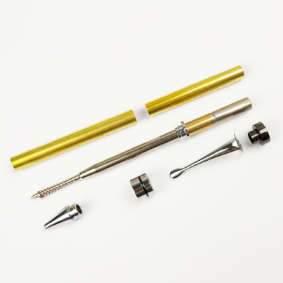 Twist ballpoint pen kit in chrome with gunmetal top cap